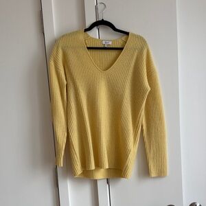 Reiss Soft Yellow V-Neck Sweater